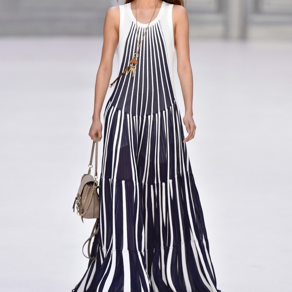 Chloe pleated knit runway dress